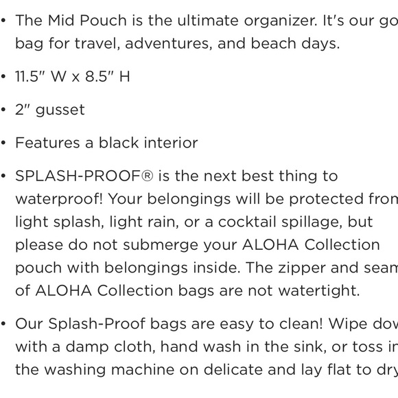 Aloha Collection Mediterranean Black and White Leaf Print Splash Proof Mid Pouch - Picture 3 of 3